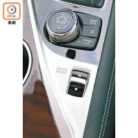 透過設於INFINITI InTouch系統旋鈕後方的Drive Mode鍵，可選擇Personal、Sport、Standard、ECO或Snow駕駛模式。