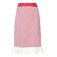 BROCK COLLECTION紅白色格仔×白色荷葉邊Pencil Skirt $12,186（C）