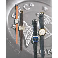 （左至右）Longines Flagship系列古董腕錶：精鋼腕錶（1970年）、鍍金腕錶（1972年）、精鋼腕錶（1973年）、18K鍍金腕錶（1961年）