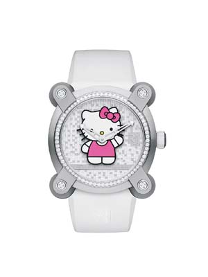 RJ Romain Jerome×Hello Kitty不銹鋼鑲鑽腕錶，限量76枚。<br>約$10.6萬