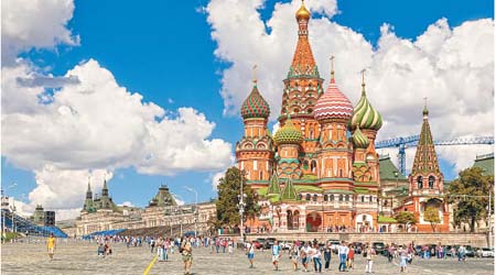 位於莫斯科紅場的聖巴素大教堂，洋溢傳統俄羅斯建築色彩。