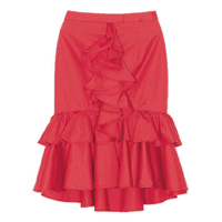 紅色褶飾邊半截裙 $1,080