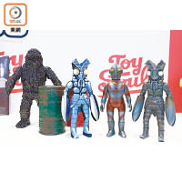 Play Toy將發售全新膠公仔，右起為重塗裝巴魯坦星人和超人吉田、2D色巴魯坦、邵氏電影角色油鬼子等。