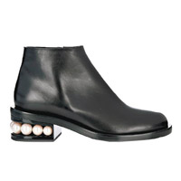 Nicholas Kirkwood黑色皮革×珍珠鞋踭Ankle Boots $9,000（E）