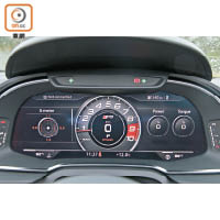 12.3吋Audi Virtual Cockpit儀錶板，可顯示更多行車資訊。