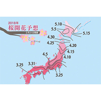 日本氣象協會不定期提供預測的「櫻前線」地圖。