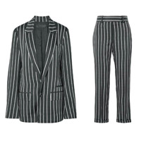 HAIDER ACKERMANN黑色條子Pantsuit（西裝褸 $10,415、西褲 $5,555）