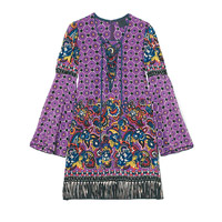 ANNA SUI紫色印花絲質連身裙 $4,245（B）