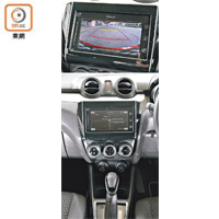 中控台上的7吋輕觸屏幕，對應整合了收音機、電話、藍牙連結、Apple CarPlay、MirrorLink、倒車影像等功能多媒體系統。