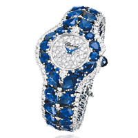 Chopard 18K白金鑽石腕錶，鑲嵌梨形切割（共84.8卡）和明亮式切割（共8.6卡）藍寶石 個別定價（C）