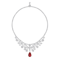 Chaumet Joséphine Aigrette Impériale 18K白金紅寶石頸鏈，鑲嵌一顆來自莫桑比克、重2.67卡的梨形鴿血紅寶石和明亮式切割鑽石。 未定價（A）