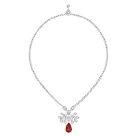 Chaumet Joséphine Aigrette Impériale 18K白金紅寶石吊墜頸鏈，鑲嵌一顆來自莫桑比克、重2.45卡的梨形鴿血紅寶石和明亮式切割鑽石。 未定價（A）