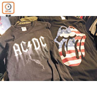 （左）AC/DC Band Logo Tee、（右）Rolling Stones Band Logo Tee