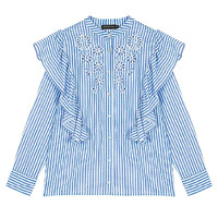 Antik Batik藍白色條紋皺褶恤衫 $1,390（A）