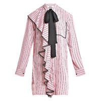 MSGM粉紅色條紋皺褶恤衫裙 $2,277（C）