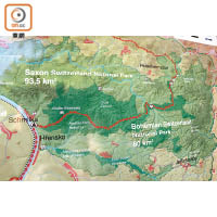 地圖所見厄爾士山脈位於德國和捷克邊境。
