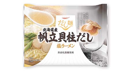 北海道帆立貝柱鹽湯拉麵 $60/5包<br>拉麵有6款口味，全部採用日本產食材製作。
