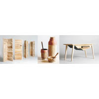 「LUFA Series」包括屏風、杯壺、書枱、椅墊等產品，反映絲瓜瓤的可塑性。