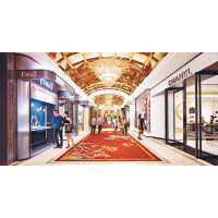面積達106,000平方呎的永利皇宮名店街，內有逾50間世界級知名品牌的專門店。