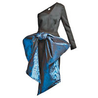 HILLIER BARTLEY黑色綴藍色蝴蝶結單肩連身裙 $17,062（C）