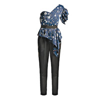 SELF-PORTRAIT<br>藍×黑色星星珠片刺繡單肩連身褲 $3,150（C）