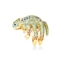 Boucheron動物系列Masy變色龍黃金戒指，鑲嵌帕拉伊巴碧璽、各種顏色藍寶石和沙弗來石 $39.9萬（B）