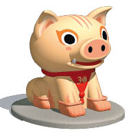 今年12生肖動物，改為用在副燈設計上，副燈名為「豐豬爺」，由藝術家Akibo創作。