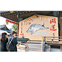 神社每年都會掛上巨型繪馬給善信參拜。
