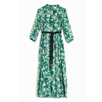 iBLUES綠色樹葉圖案束腰連身裙$3,580（E）