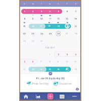 手機App能以月曆及圖表形式，顯示女性生理周期。