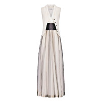 Brunello Cucinelli<br>白×黑色腰帶連身長裙$47,900（A）