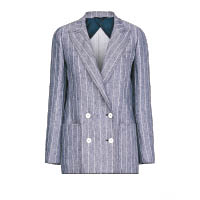 Max Mara藍白色間條孖襟西裝褸 $12,180（D）