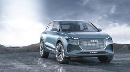 Audi Q4 e-tron概念車將於2020年推出市場，可見電動車勢成未來的主角。