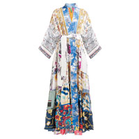 RIANNA + NINA花卉圖案拼接絲質Kimono長外套 $16,125（C）