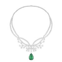 Chaumet Joséphine Aigrette Impériale白金頸鏈，鑲嵌鑽石及1顆16.06卡重的祖母綠。$1,687.5萬（A）