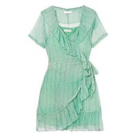 CLOE CASSANDRO薄荷綠色絲質包裹式連身裙 $1,372（A）