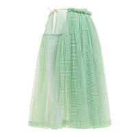 MOLLY GODDARD薄荷綠色格仔圖案薄紗裙 $6,416（B）