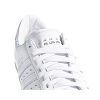 鞋舌表面壓印的尺碼數字，成為純白鞋款上唯一低調細節。