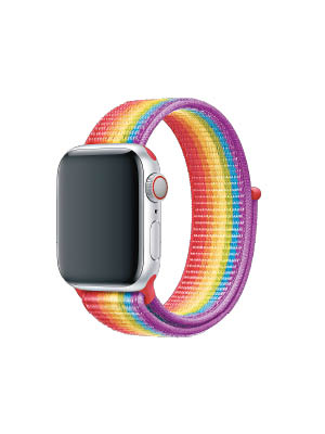 Pride Edition運動錶帶以彩虹六色設計。售價：$399起（不連手錶）