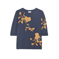 DRIES VAN NOTEN：黑色金屬紗線花卉刺繡Tee $2,500（A）