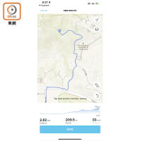 專用App支援路線規劃功能，手錶會在偏離航道時作出提示。