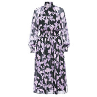 DVF紫色花卉印花雪紡連身裙 $4,700（A）