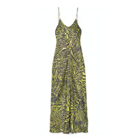 GANNI綠色虎紋絲質吊帶裙 $3,220（A）