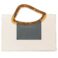 NATURAE SACRA Arp Sailent象牙白×灰色拼色皮革樹脂手挽袋 $5,405（A）