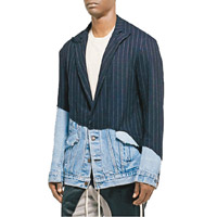 GREG LAUREN Patchwork Denim Pinstriped Blazer $16,005（B）