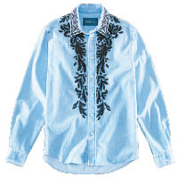 H&M×Giambattista Valli粉藍色花卉刺繡恤衫 $899（A）