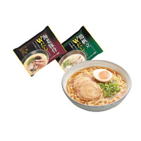 日本雙重湯底拉麵<br>日本製造，備有海老豚骨和雞帆立貝兩款選擇，採用北海道小麥粉製作並自然風乾而成，健康而容易掛汁。$40/3包<br>攤位編號：3A01~03
