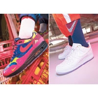 （左至右）Nike Air Max 1 CNY（$1,099）及Air Force 1 CNY（$999）的靈感分別來自團年飯圖案及獨特壓花設計。（A）