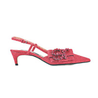 Sergio Rossi紅色水晶SR標誌露踭鞋<br>$7,900（G）
