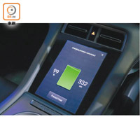 設於前座之間的8.4吋觸控屏幕，可以顯示電池及續航力等行車資訊。